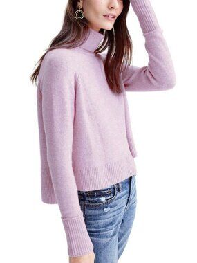 NWT J.Crew Cozy Cropped Wool Turtleneck Sweater Super Soft Yarn | Lilac | XXS